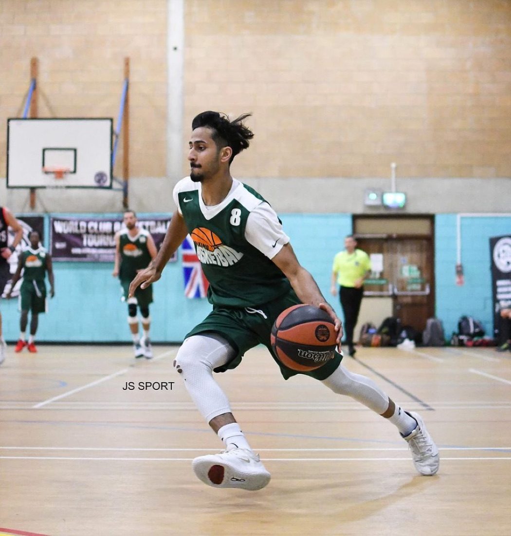 Player driving low with the ball